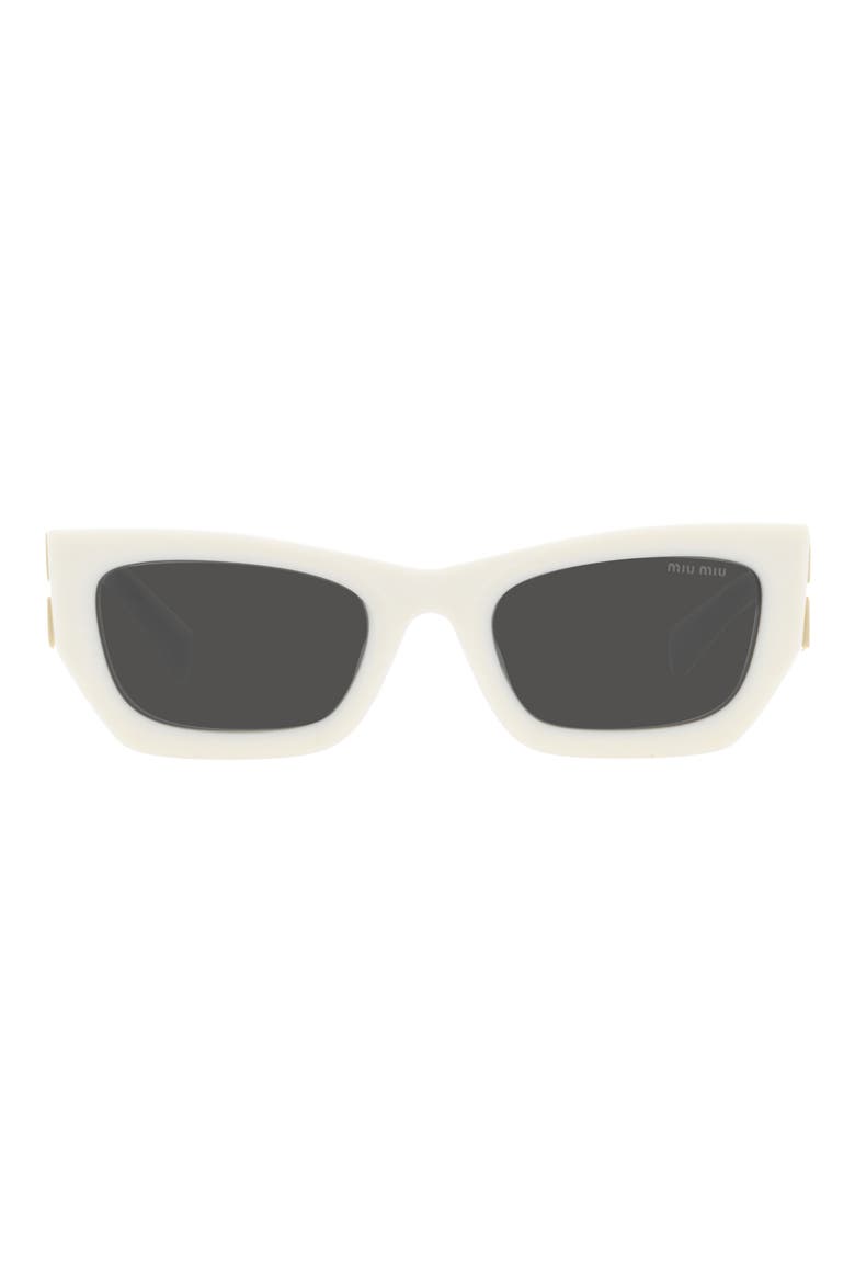 53mm Rectangular Sunglasses, Main, color, WHITE