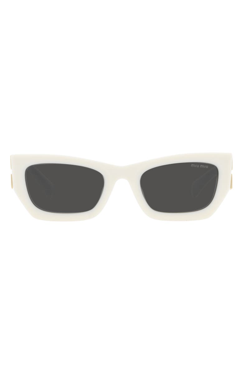 Miu Miu 53mm Rectangular Sunglasses, Main, color, White