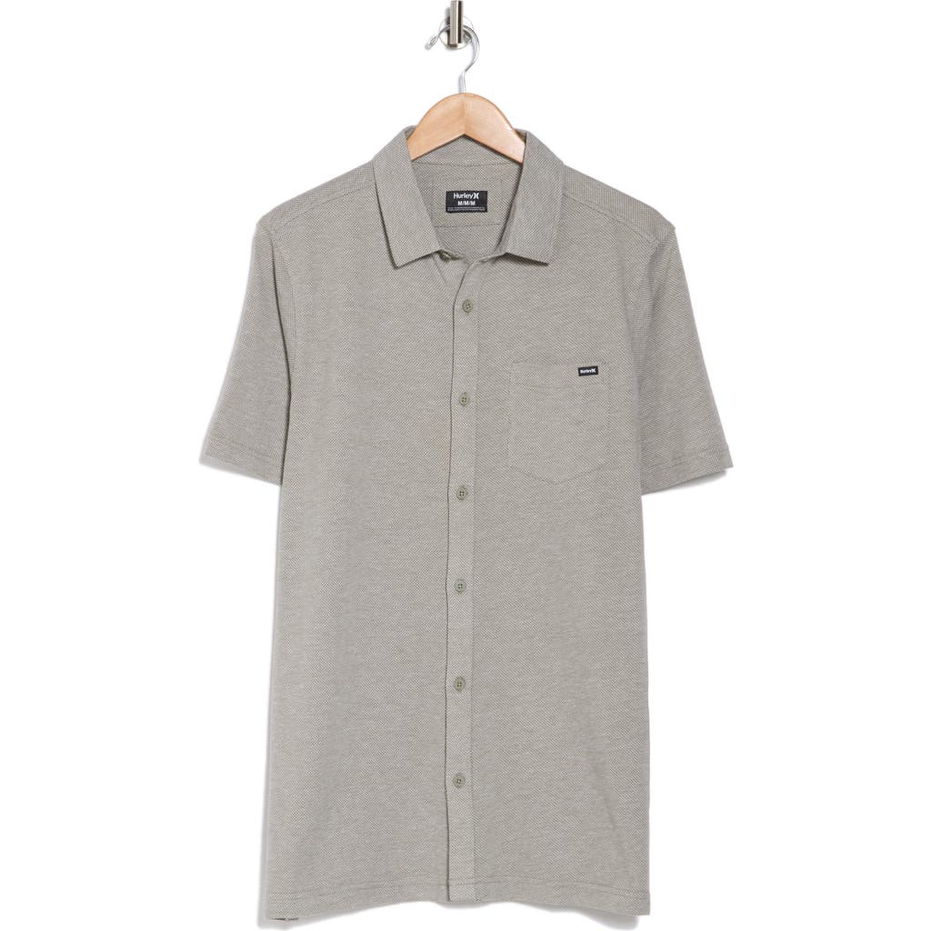 Hurley Dobby Knit Short Sleeve Button-up Shirt In Gray