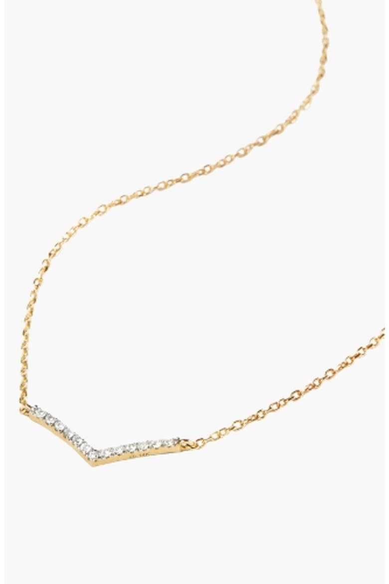 Pavé Diamond Wishbone Necklace, Alternate, color, Yellow Gold