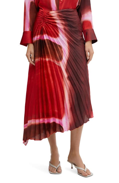 Rothko Print Asymmetric Midi Skirt