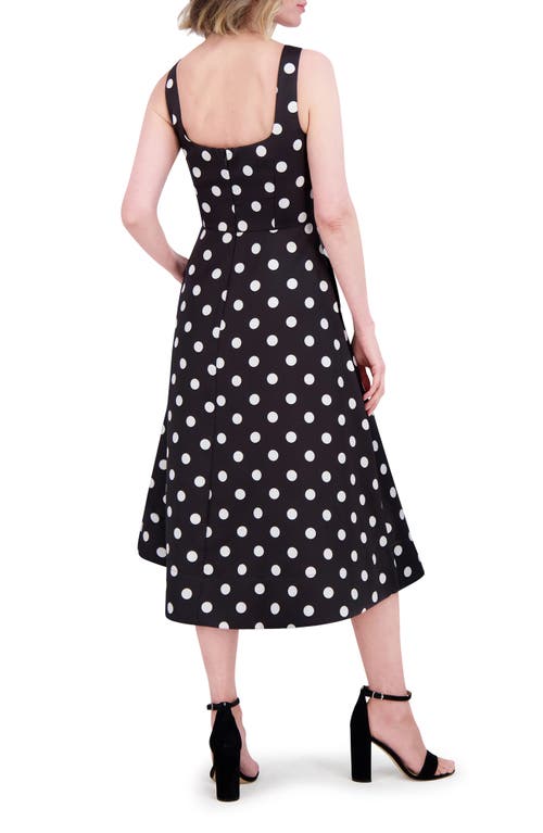 Eliza J Polka Dot Asymmetric Hem Cocktail Dress In Black White