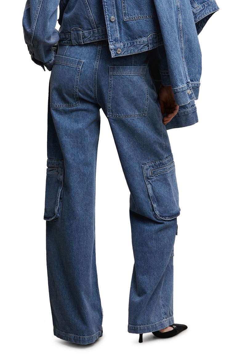Straight Leg Cargo Jeans, Alternate, color, MEDIUM BLUE