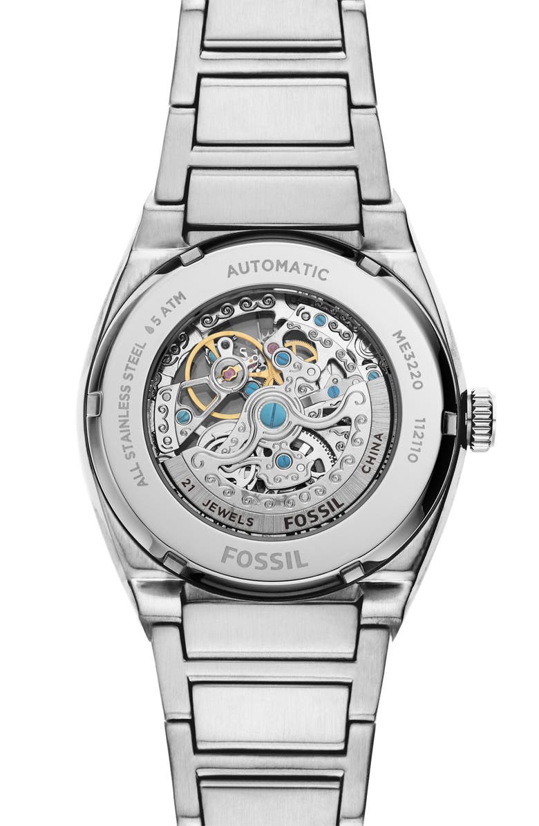 Fossil Everett Skeleton Bracelet Watch, 42mm, Alternate, color, Stainless Steel