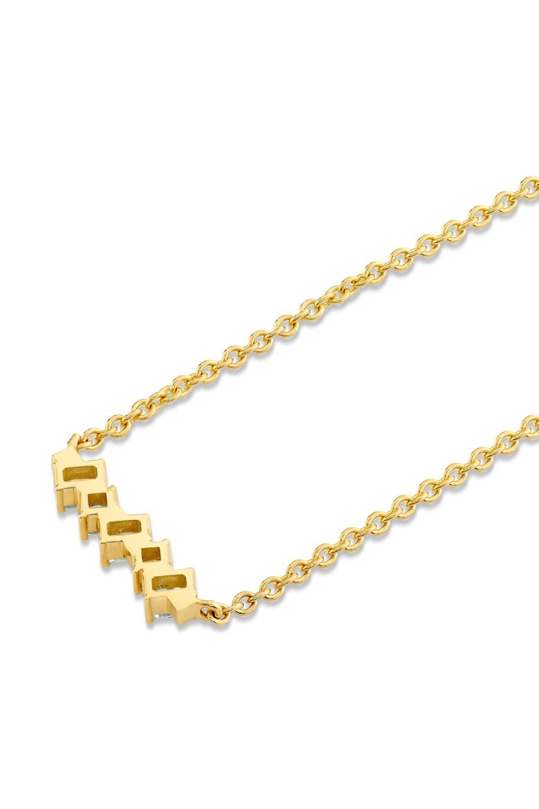 Mini Montage Emerald & Princess Diamond Bar Necklace, Alternate, color, 18K Yellow Gold