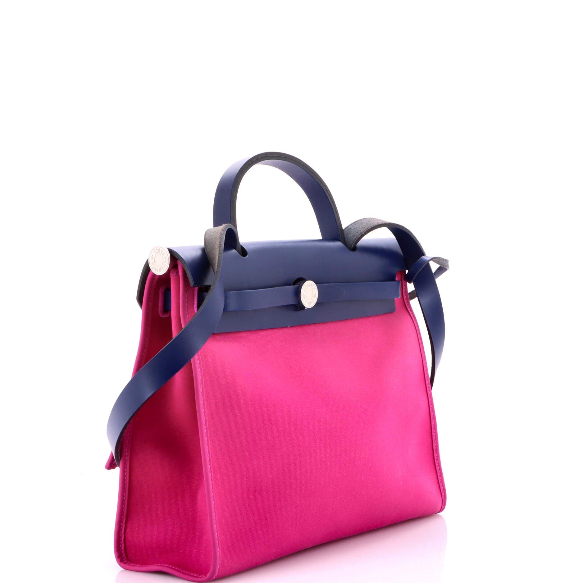 Pre-Owned Hermes Herbag Zip Leather and Toile 31, Alternate, color, Rose Pourpre