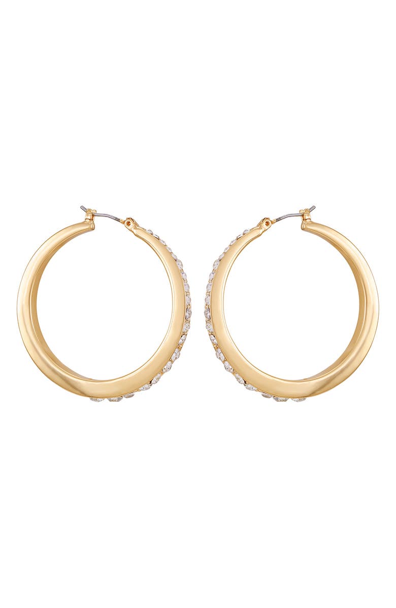 Vince Camuto Crystal Hoop Earrings, Alternate, color, Goldtone1