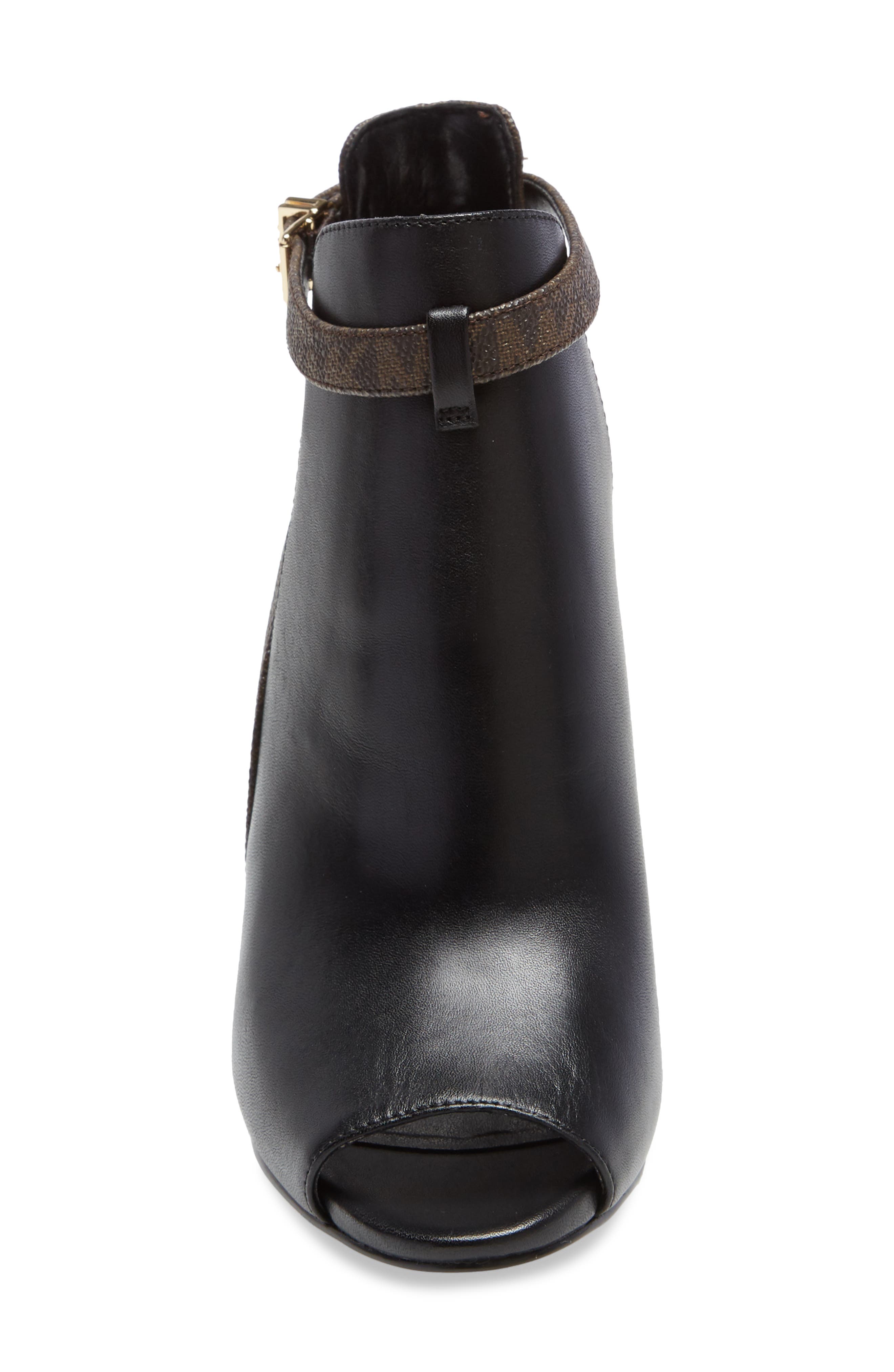 MICHAEL Michael Kors Lawson Open Toe Bootie, Alternate, color, Black/ Brown Leather