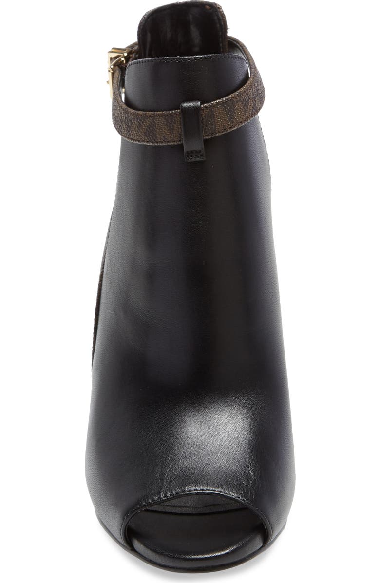 MICHAEL Michael Kors Lawson Open Toe Bootie, Alternate, color, Black/ Brown Leather