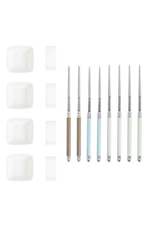 12-Piece Assorted Chopsticks, Rests & Sauce Bowls