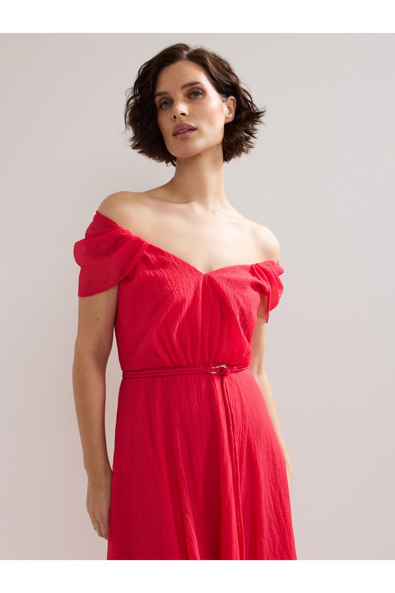 Jen Gathered V-Neck Midi Dress, Alternate, color, Pink