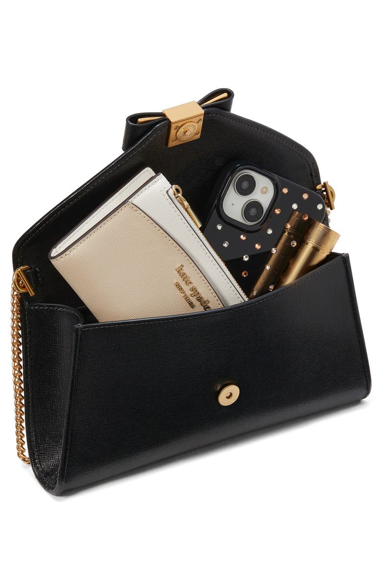 Kate Spade New York morgan bow saffiano leather wallet on a chain, Alternate, color, 