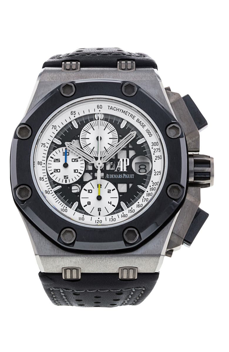 Watchfinder & Co. Audemars Piguet Preowned Royal Oak Offshore Leather Strap Watch, Main, color, 