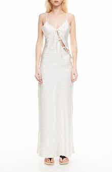 LIONESS About Polka Dot Cutotut Tie Detail Satin Slipdress