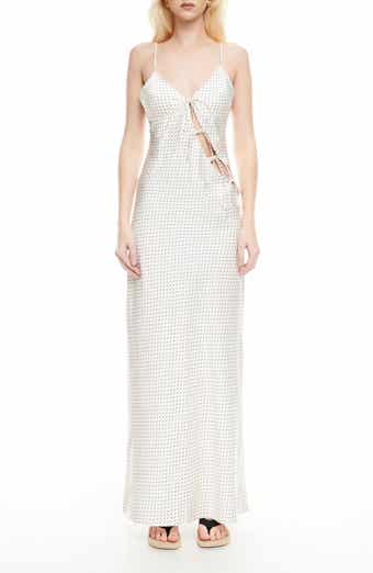 LIONESS About Polka Dot Cutotut Tie Detail Satin Slipdress