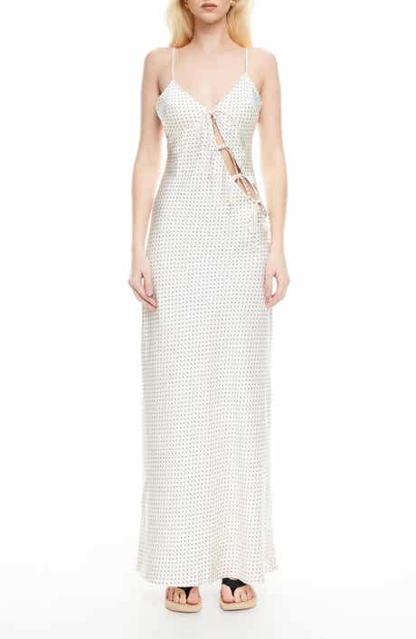 LIONESS About Polka Dot Cutotut Tie Detail Satin Slipdress