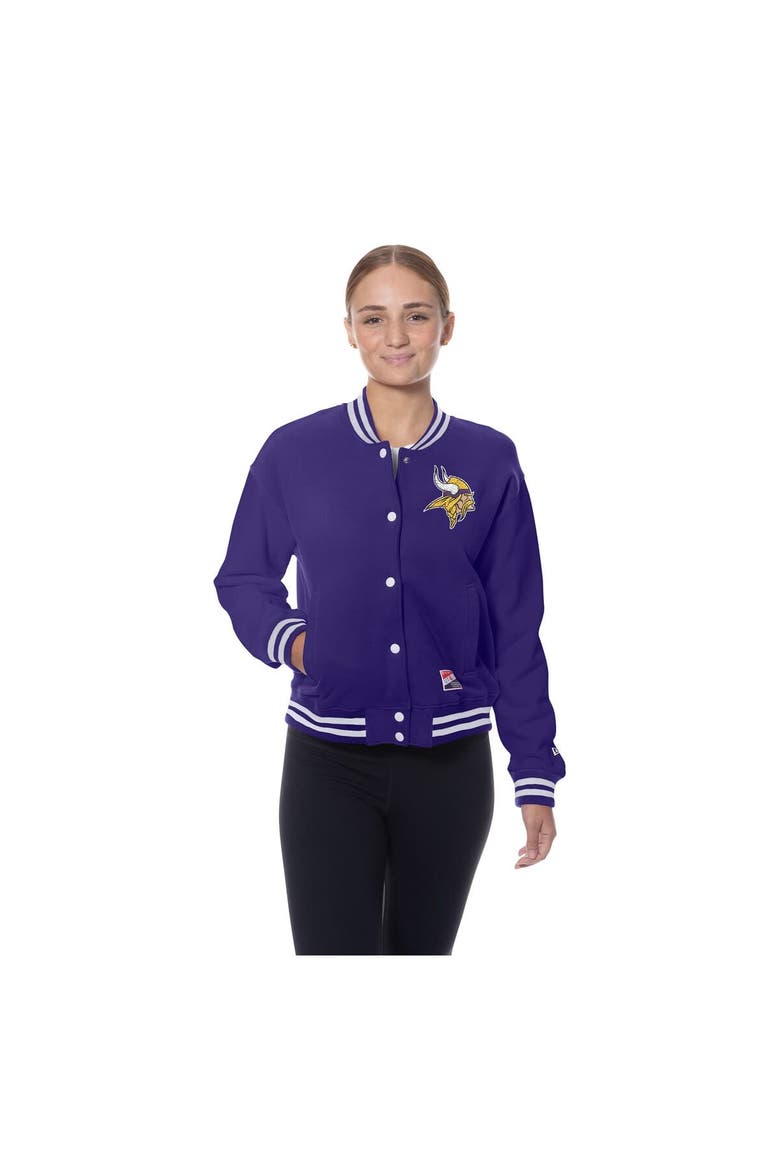 Women's New Era  Purple Minnesota Vikings Throwback Fleece Full-Snap Jacket, Alternate, color, Purple