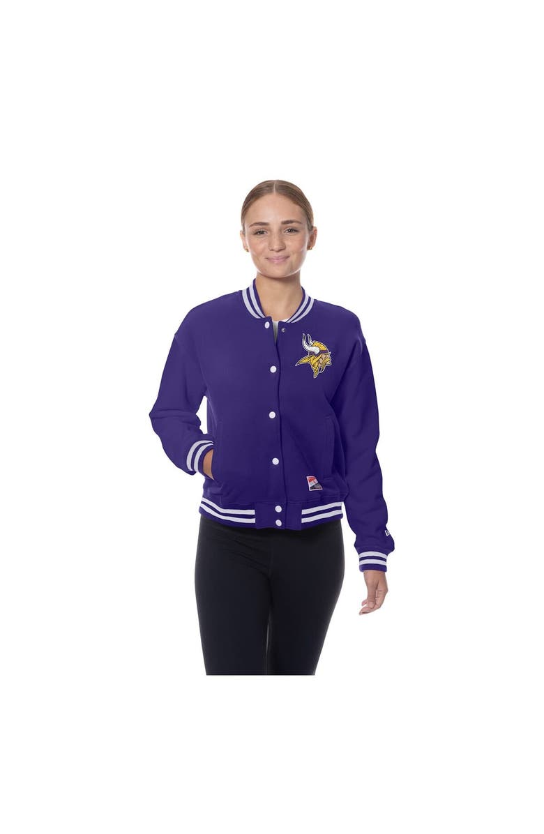 New Era Women's New Era Purple Minnesota Vikings Throwback Fleece Full-Snap Jacket, Alternate, color, Purple