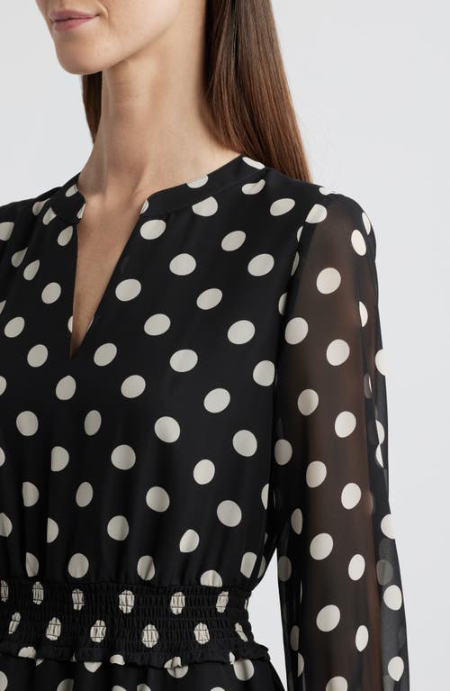 Anne Klein Polka Dot Smocked Waist Midi Dress