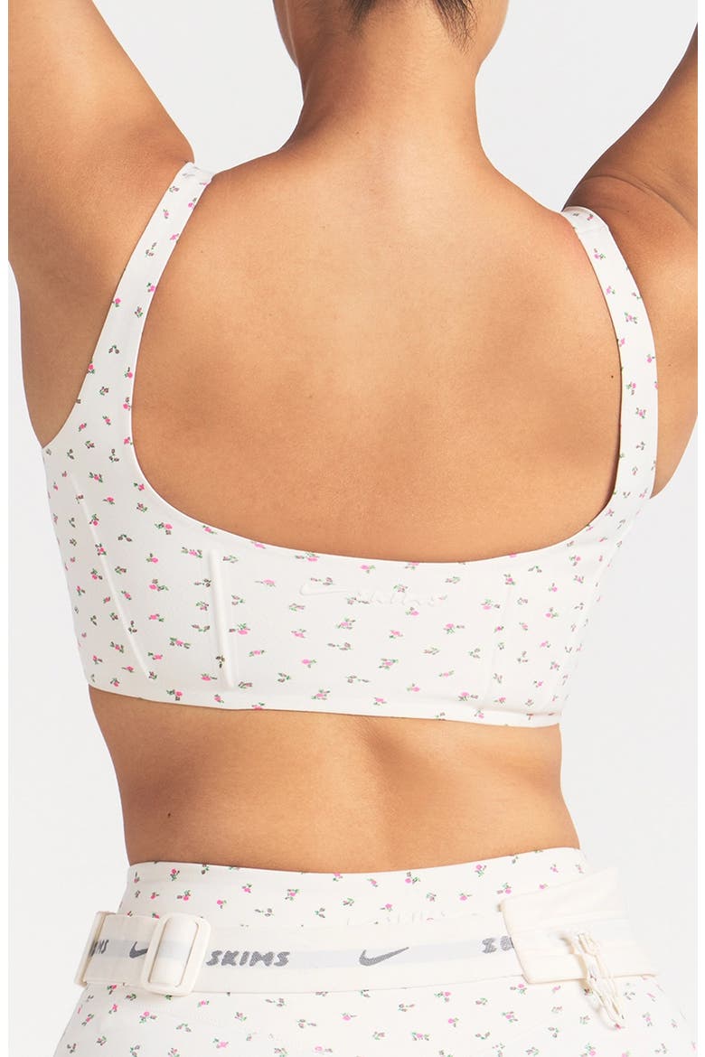 Matte Floral Longline Corset Bra, Alternate, color, NSKM ACTV IVORY/ NSKM FLAMINGO