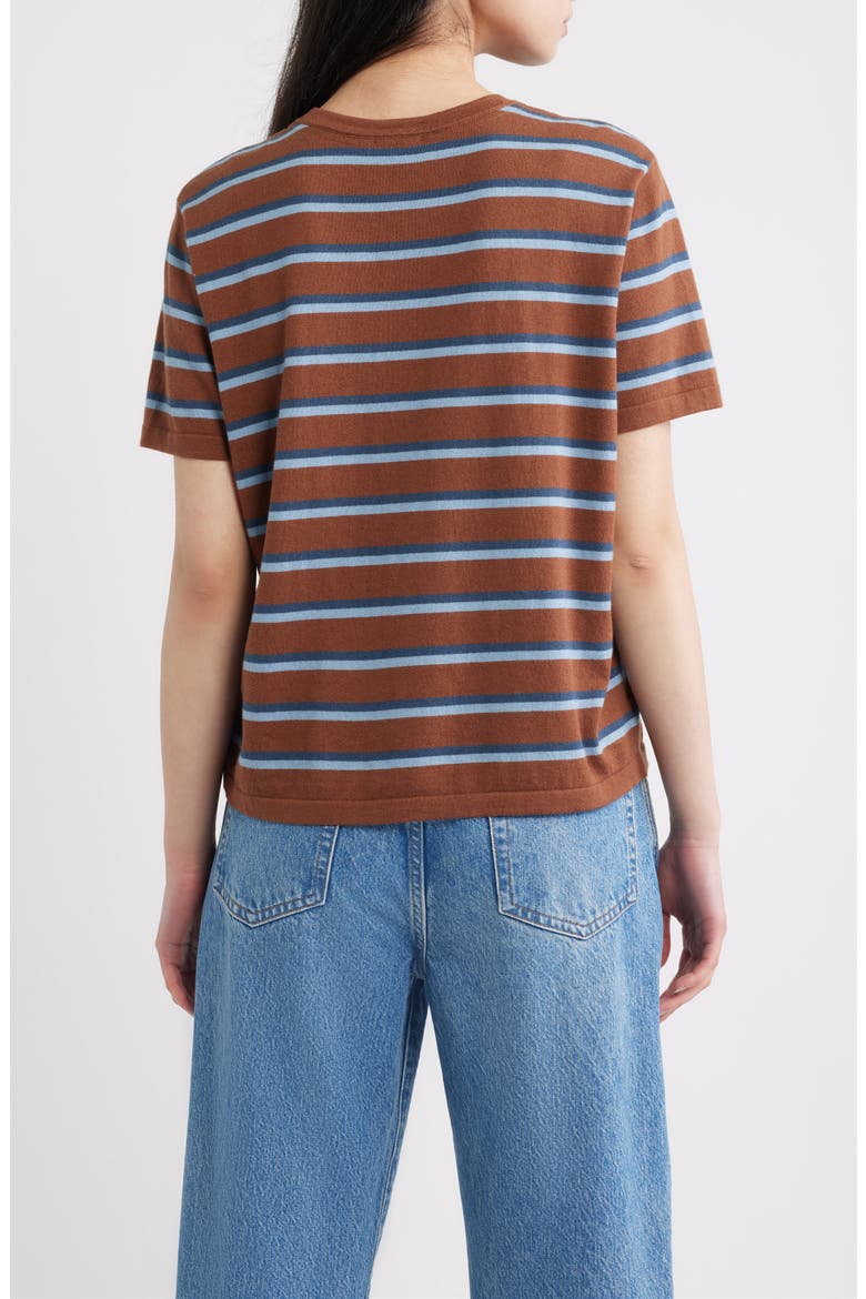 Stripe Cotton & Cashmere T-Shirt, Alternate, color, MOCHA STRIPE