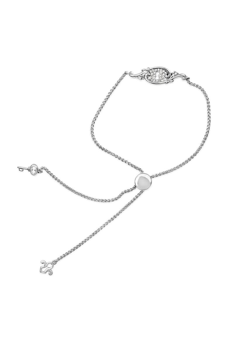 Sterling Silver 1/10 Cttw Diamond Keyhole Charm Bolo Bracelet, Alternate, color, Silver