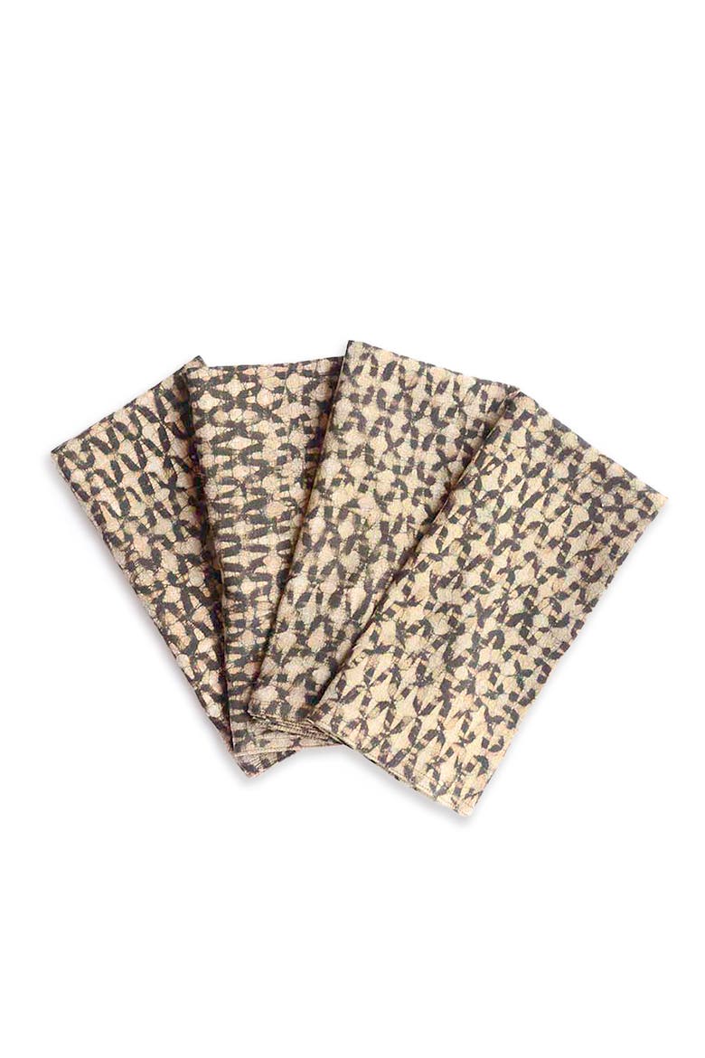 Boho Block Print Napkins, Main, color, Beige