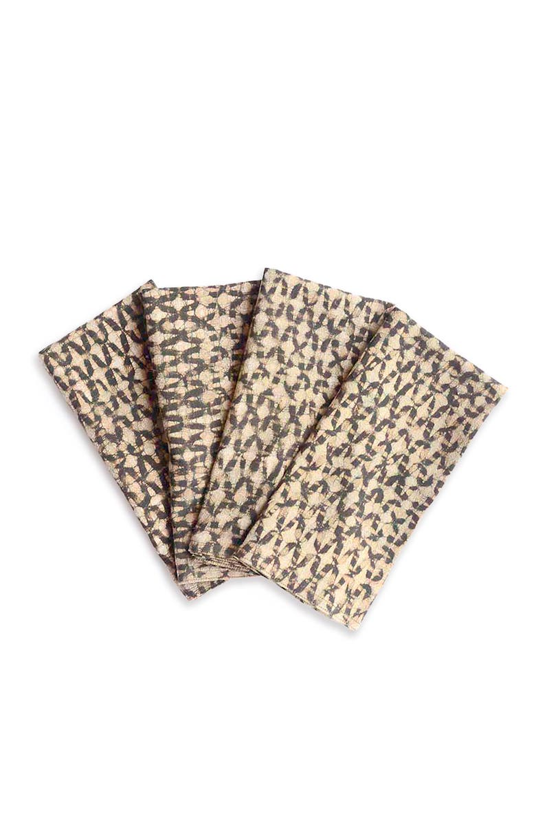 Ichcha Boho Block Print Napkins, Main, color, Beige