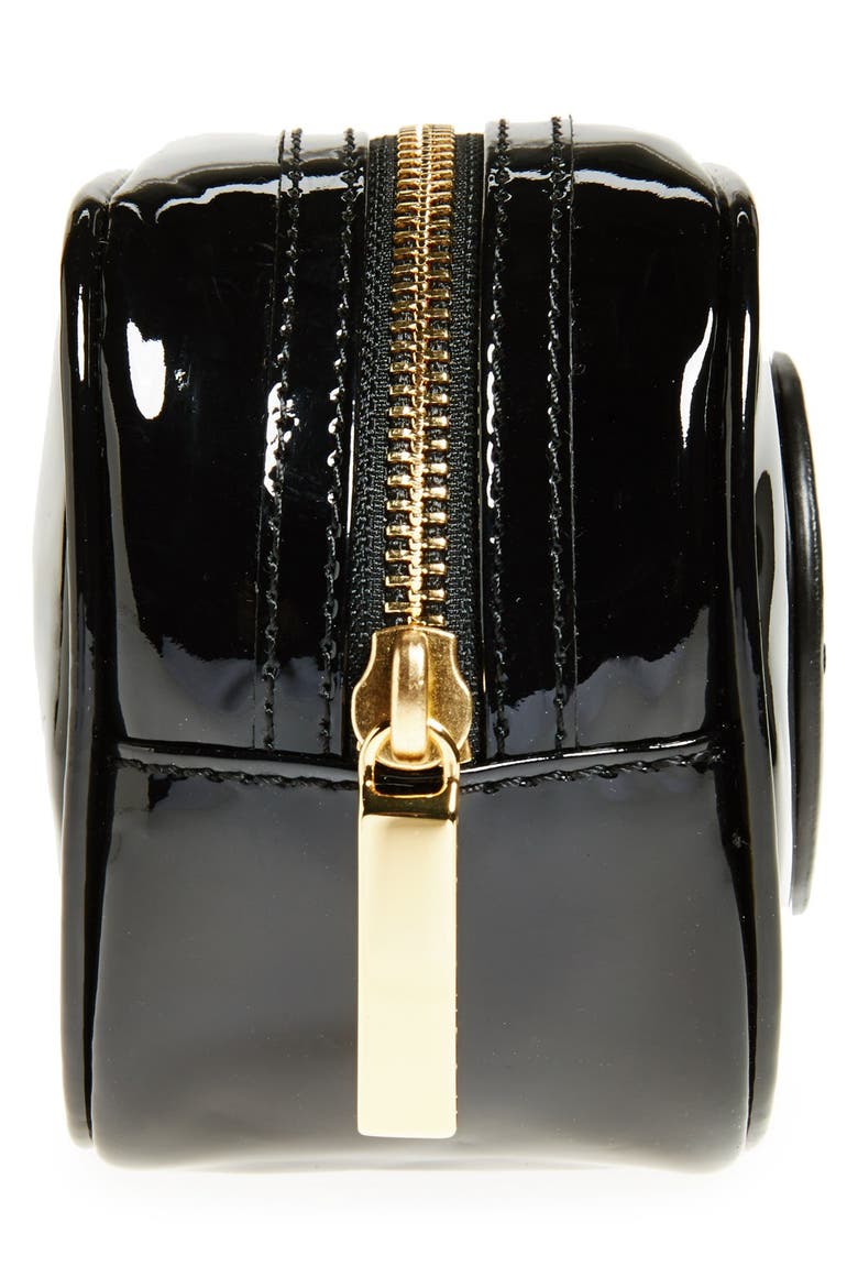 'Small' Patent Cosmetics Case, Alternate, color, BLACK/ BLACK