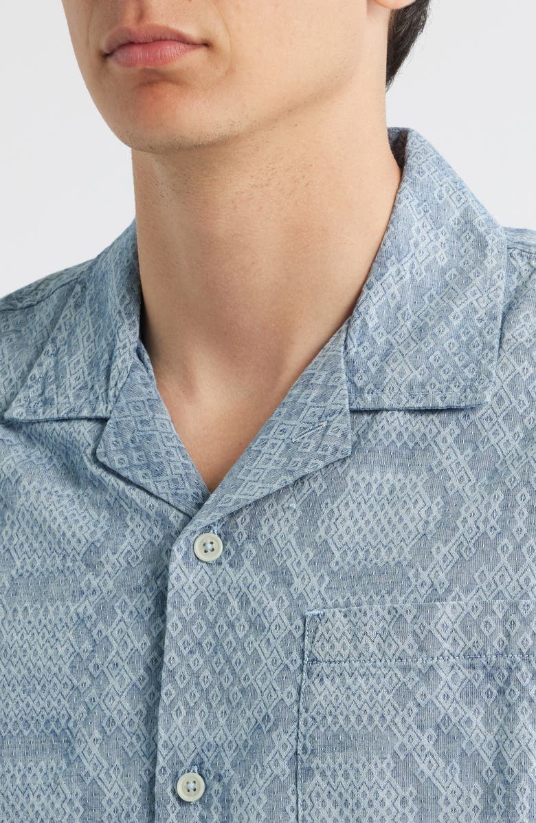 Corridor Diamond Jacquard Cotton Camp Shirt, Alternate, color, Blue