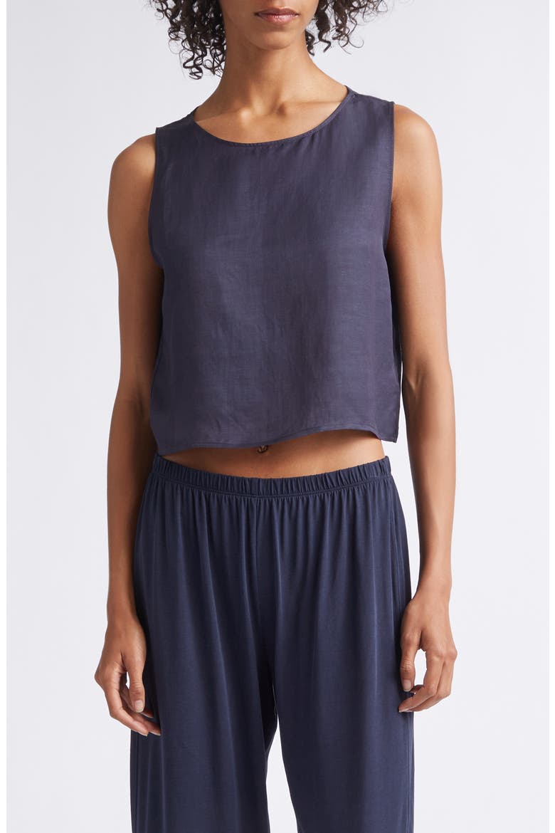 Daniel Linen Blend Sleeveless Crop Top, Main, color, MIDNIGHT