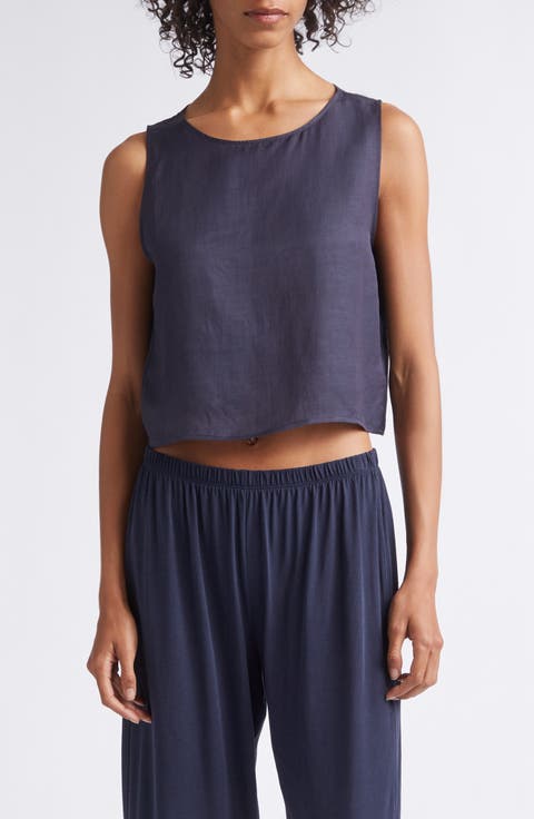 Daniel Linen Blend Sleeveless Crop Top