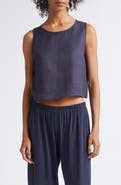 LESET Daniel Linen Blend Sleeveless Crop Top