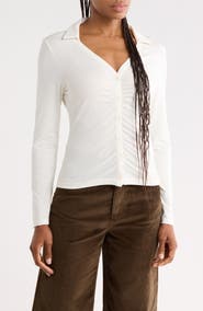 rag & bone Lucy Ruched Polo Button-Up Shirt