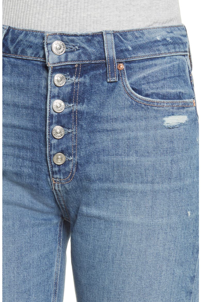 Leenah High Waist Exposed Button Fly Flare Leg Jeans, Alternate, color, MAGDA DESTRUCTED