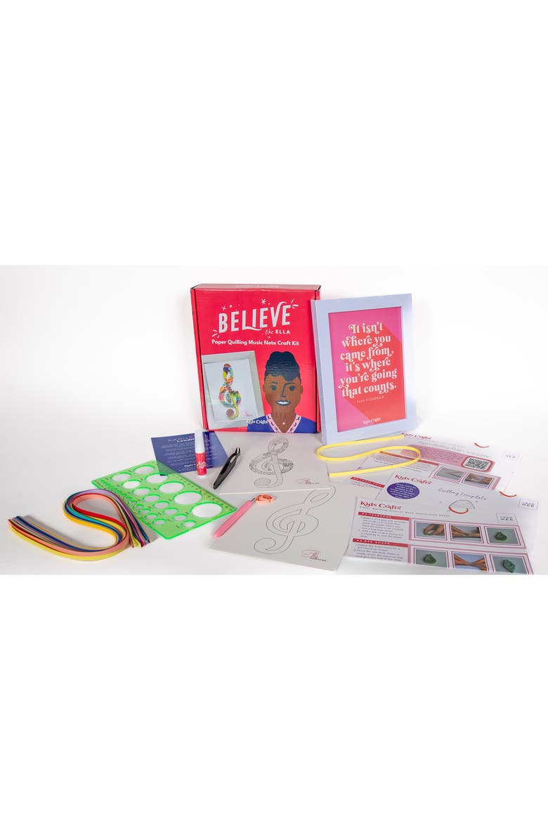 Kids Crafts Believe Like Ella Paper Quilling Music Note DIY Craft Kit w/ 6x8" Frame, Alternate, color, Multicolored