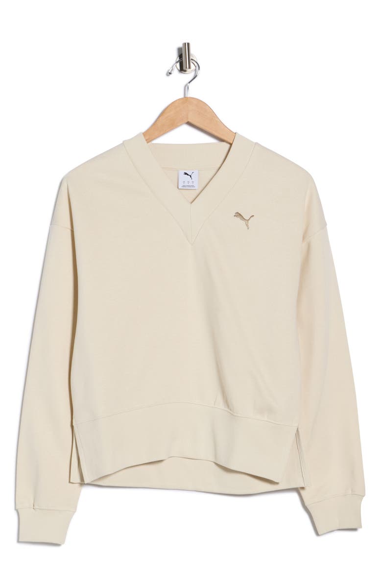 PUMA Essential V-Neck Sweatshirt, Alternate, color, Alpine Snow