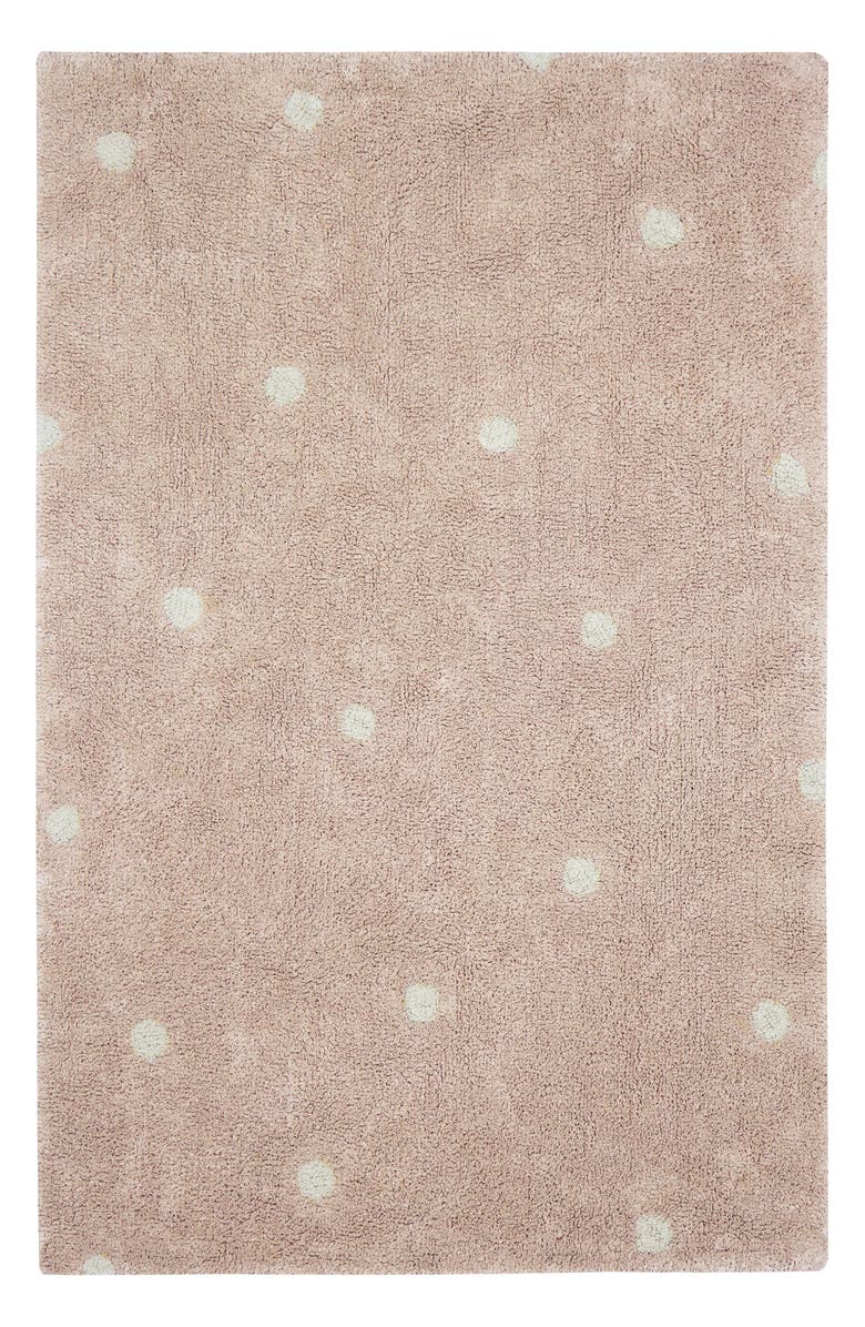Lorena Canals Mini Polka Dot Washable Cotton Blend Rug, Main, color, Rose Natural