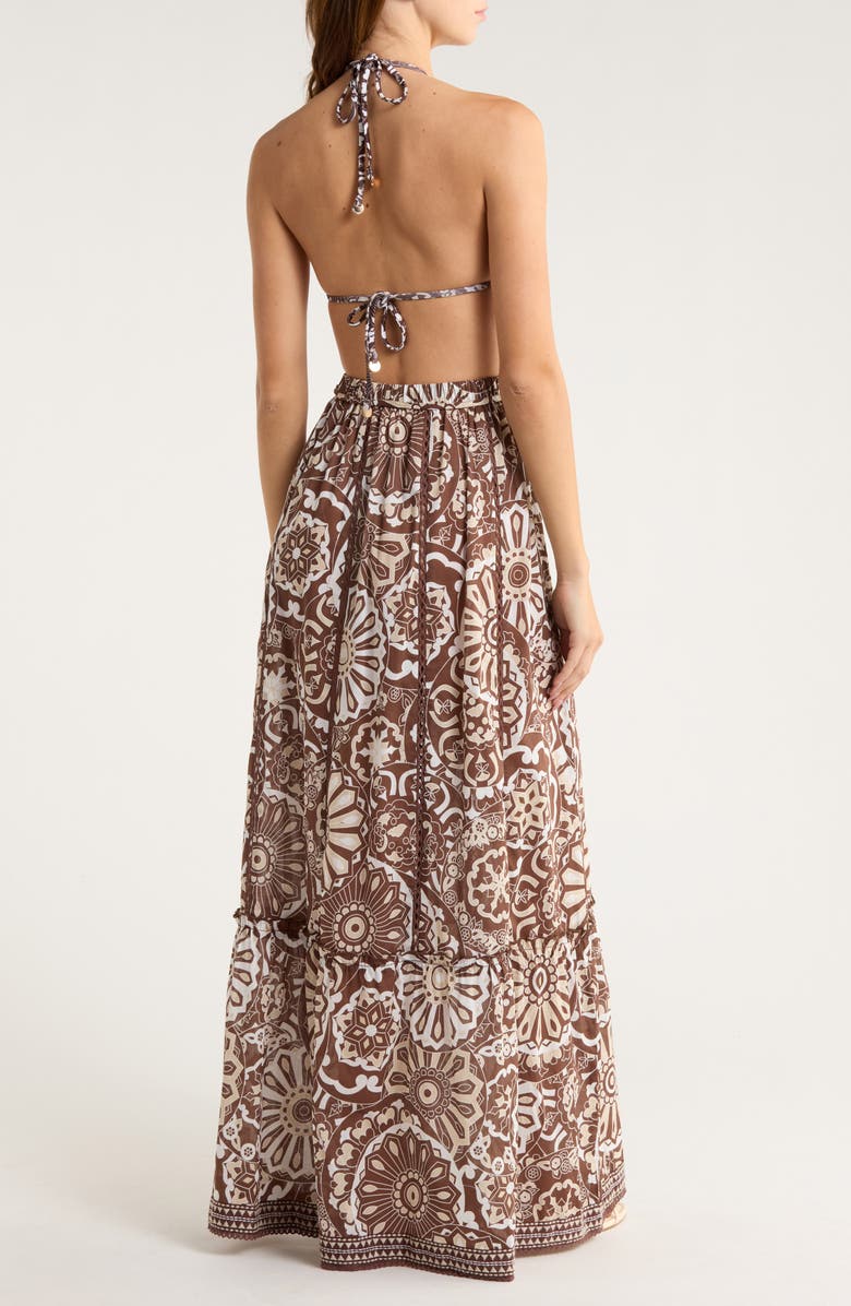 Ramy Brook Ariella Cotton Cover-Up Maxi Skirt, Alternate, color, Beach Brown Combo