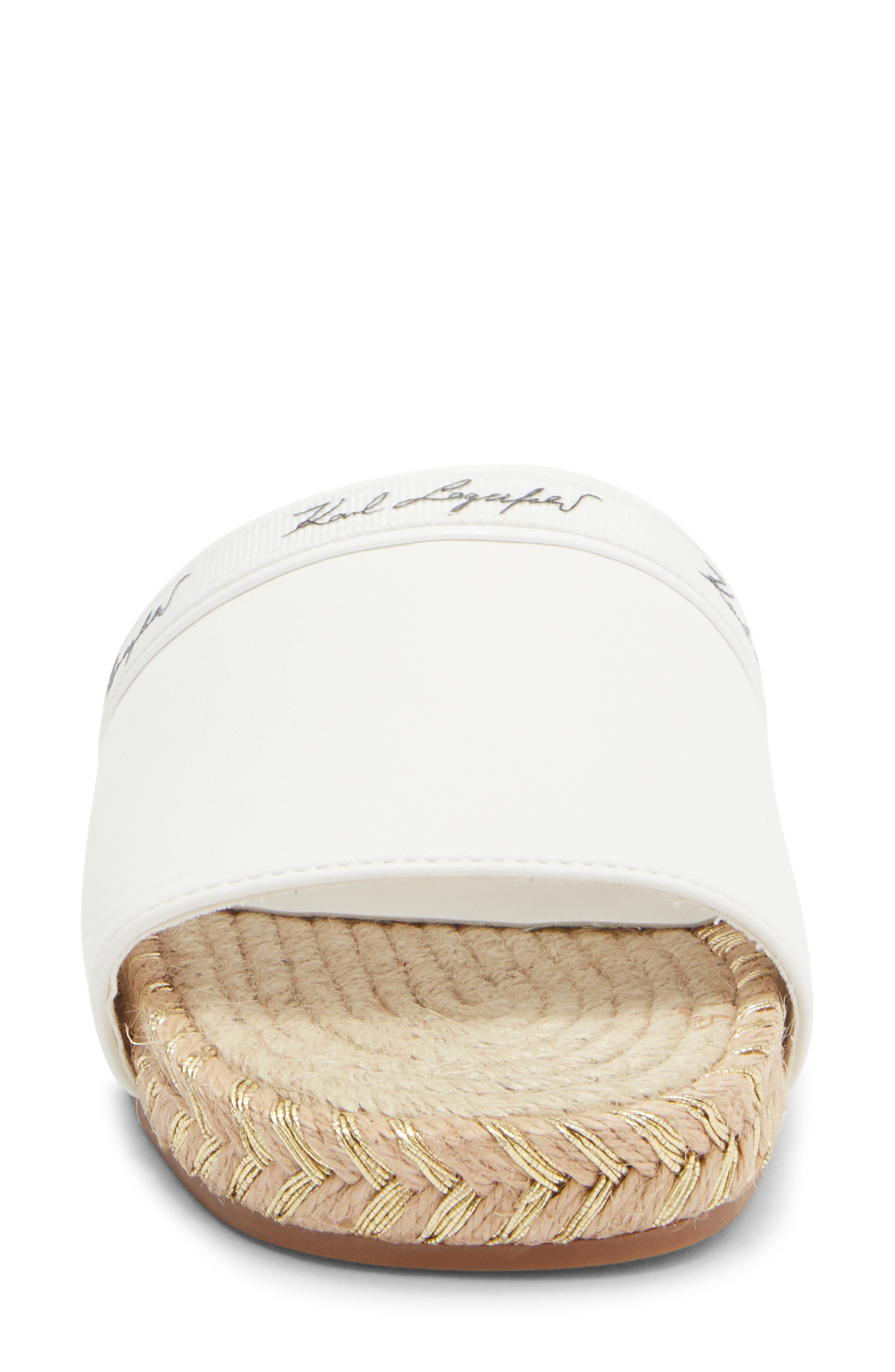 KARL LAGERFELD PARIS Tarzana 2 Script Espadrille Slide Sandal, Alternate, color, White