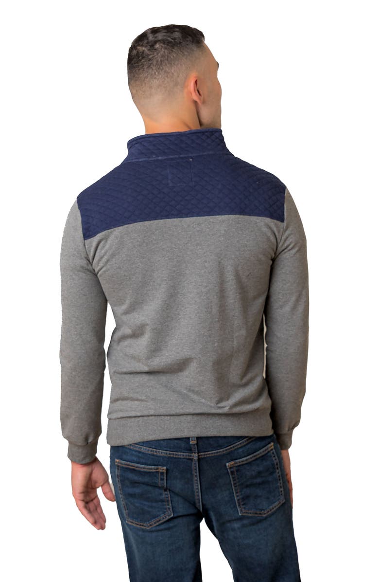 Hope & Henry Organic French Terry Half Zip Pullover with Quilted Yoke, Alternate, color, Navy And Dark Gray Heather