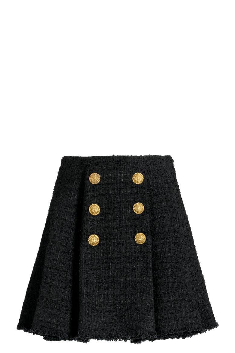 Flared tweed skirt, Alternate, color, black