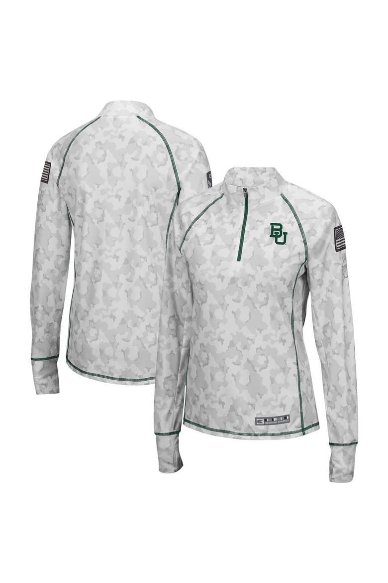 Women's Colosseum Camo Baylor Bears OHT Military Appreciation Officer Arctic Lightweight Quarter-Zip Top, Main, color, Camo