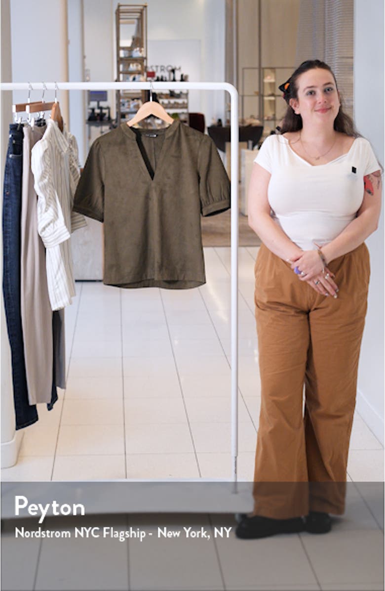 Jane Puff Shoulder Faux Suede Top, sales video thumbnail