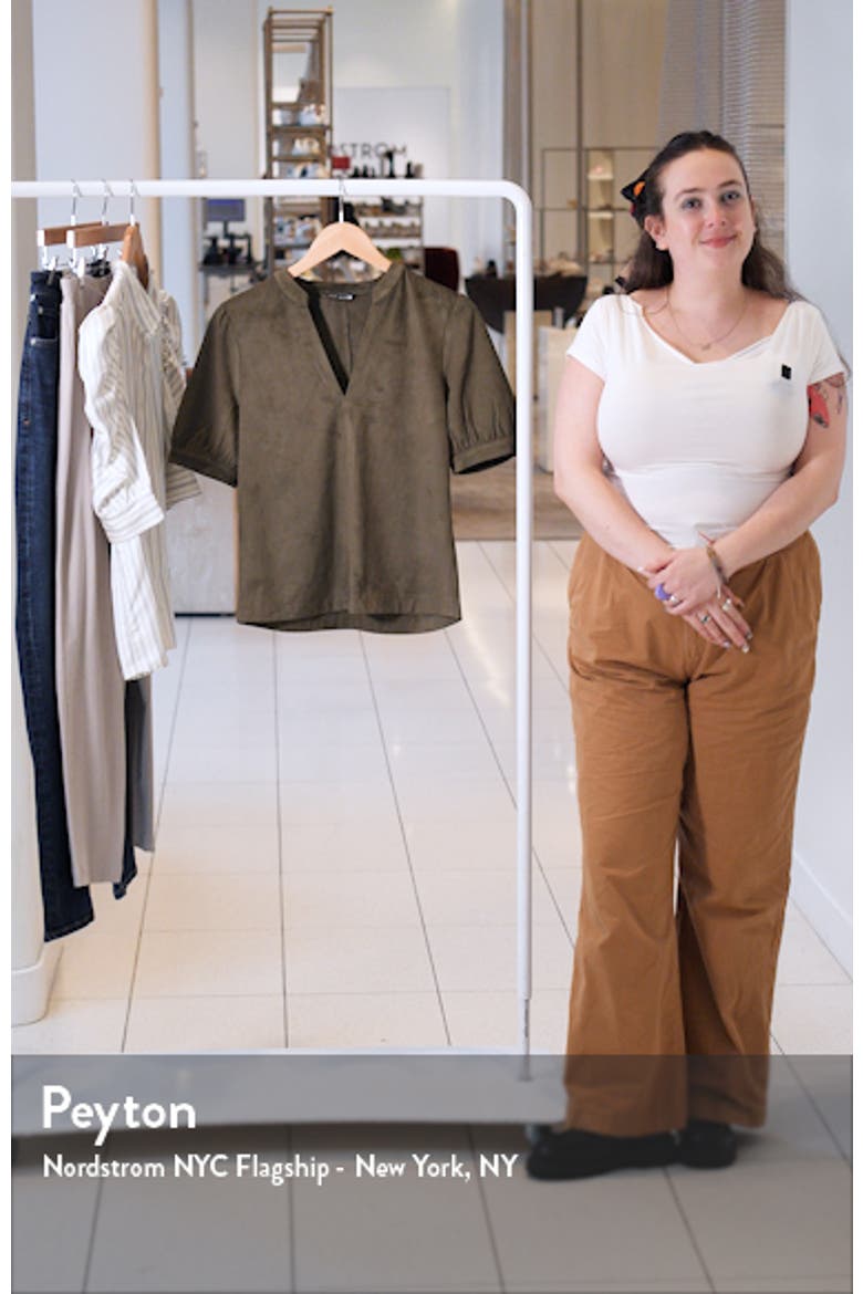Jane Puff Shoulder Faux Suede Top video