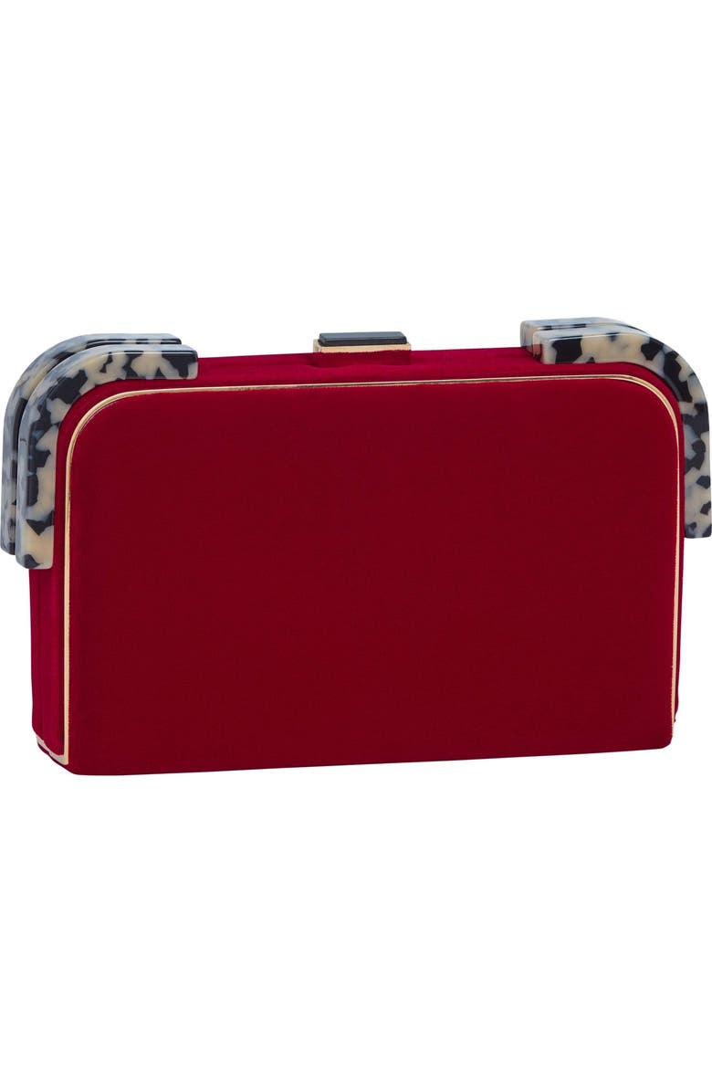 LarAllan Liz Velvet Clutch w/strap, Main, color, Red