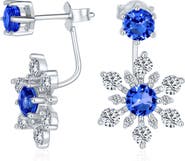 BLING JEWELRY Sterling Silver CZ Snowflake Jacket Earrings