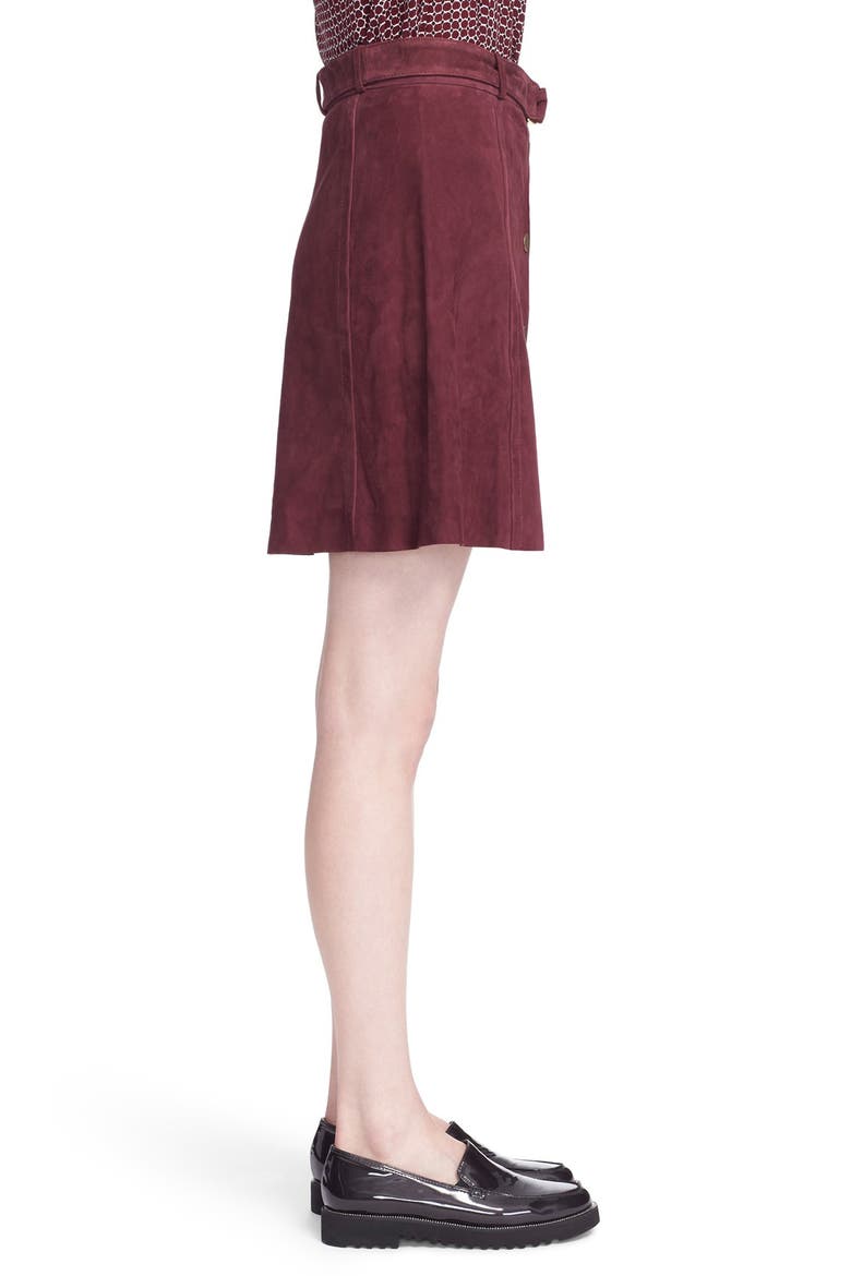 belted suede a-line skirt, Alternate, color, MIDNIGHT WINE