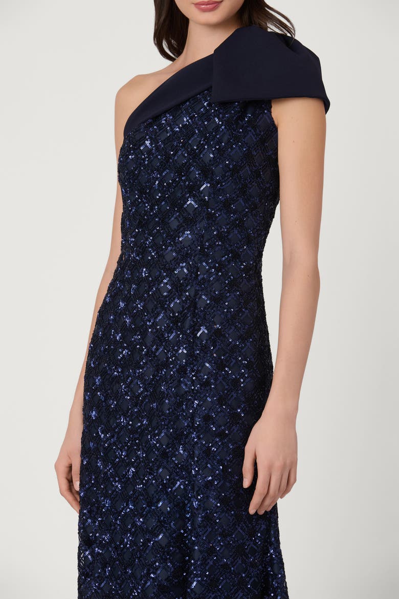 Midnight Diamond Sequin Mesh Selina Dress, Alternate, color, Navy