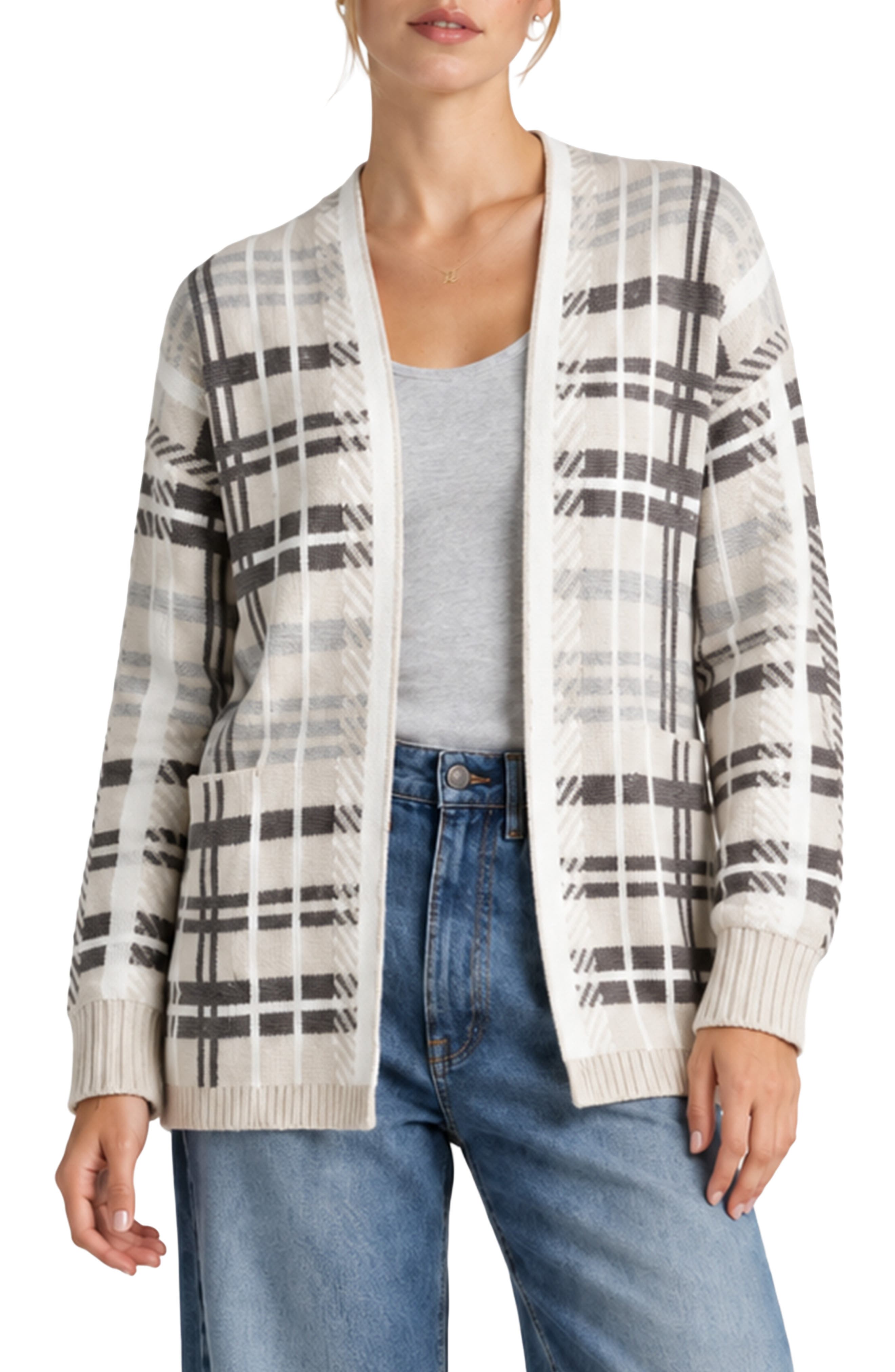 Willow Plaid Open Sweater